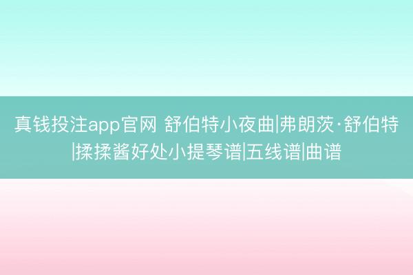 真钱投注app官网 舒伯特小夜曲|弗朗茨·舒伯特|揉揉酱好处小提琴谱|五线谱|曲谱