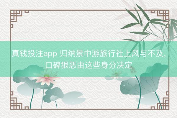 真钱投注app 归纳景中游旅行社上风与不及,口碑狠恶由这些身分决定