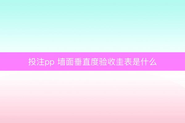 投注pp 墙面垂直度验收圭表是什么