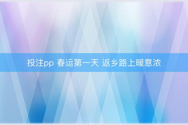 投注pp 春运第一天 返乡路上暖意浓