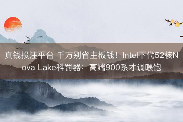 真钱投注平台 千万别省主板钱！Intel下代52核Nova Lake科罚器：高端900系才调喂饱