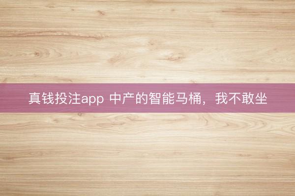 真钱投注app 中产的智能马桶,我不敢坐