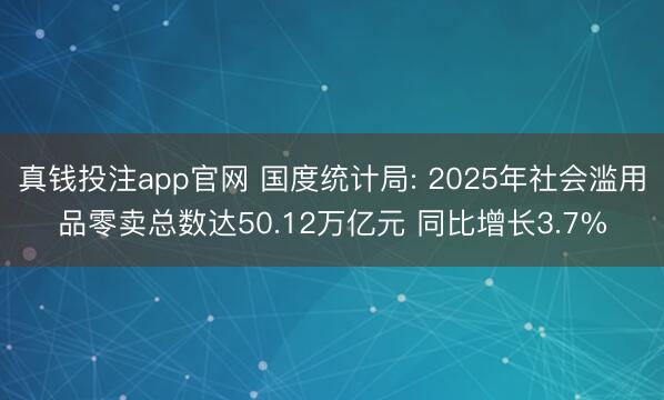 真钱投注app官网 国度统计局: 2025年社会滥用品零卖总数达50.12万亿元 同比增长3.7%