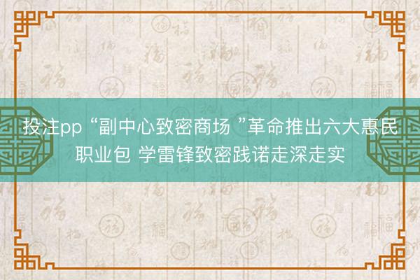 投注pp “副中心致密商场 ”革命推出六大惠民职业包 学雷锋致密践诺走深走实