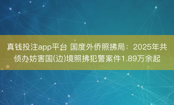 真钱投注app平台 国度外侨照拂局：2025年共侦办妨害国(边)境照拂犯警案件1.89万余起