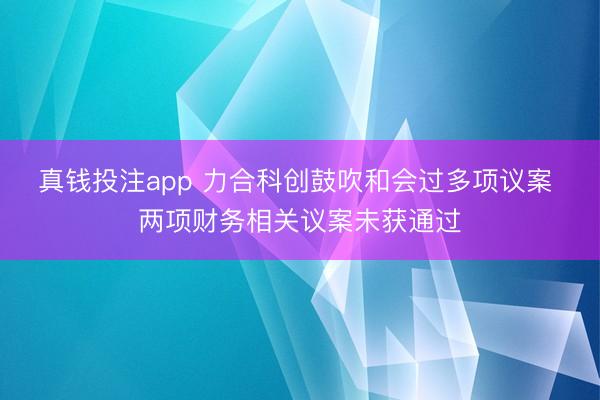 真钱投注app 力合科创鼓吹和会过多项议案 两项财务相关议案未获通过
