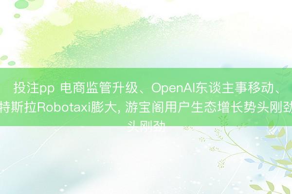 投注pp 电商监管升级、OpenAI东谈主事移动、特斯拉Robotaxi膨大， 游宝阁用户生态增长势头刚劲
