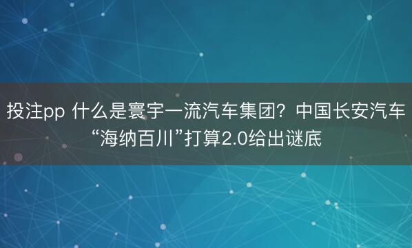 投注pp 什么是寰宇一流汽车集团？中国长安汽车“海纳百川”打算2.0给出谜底