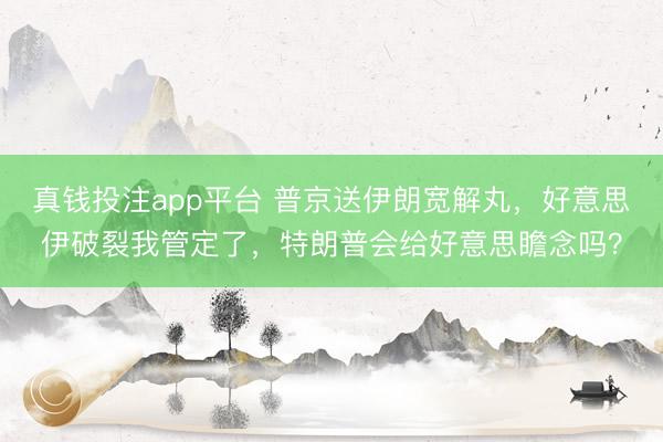 真钱投注app平台 普京送伊朗宽解丸，好意思伊破裂我管定了，特朗普会给好意思瞻念吗？