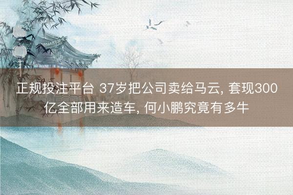 正规投注平台 37岁把公司卖给马云， 套现300亿全部用来造车， 何小鹏究竟有多牛