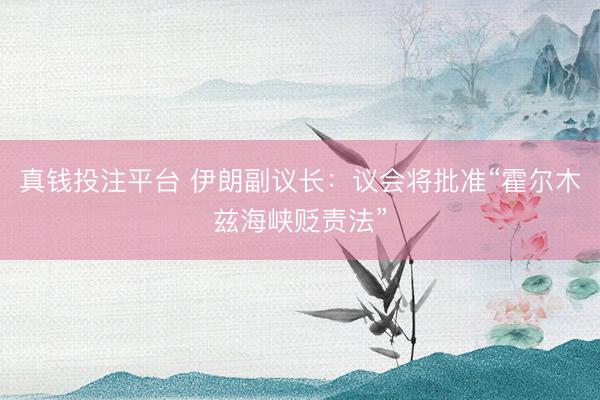 真钱投注平台 伊朗副议长：议会将批准“霍尔木兹海峡贬责法”
