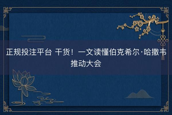 正规投注平台 干货！一文读懂伯克希尔·哈撒韦推动大会