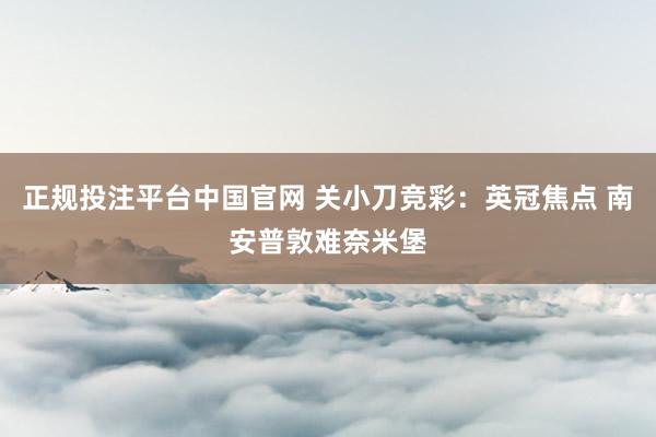 正规投注平台中国官网 关小刀竞彩:英冠焦点 南安普敦难奈米堡