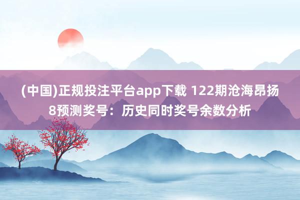 (中国)正规投注平台app下载 122期沧海昂扬8预测奖号：历史同时奖号余数分析