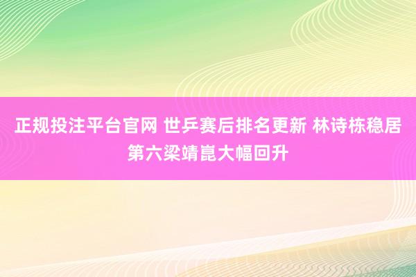 正规投注平台官网 世乒赛后排名更新 林诗栋稳居第六梁靖崑大幅回升