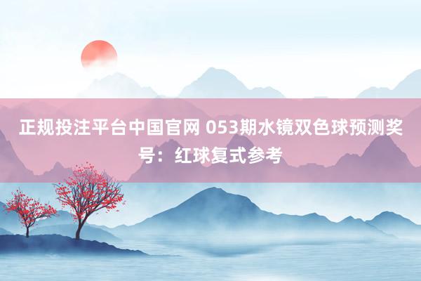 正规投注平台中国官网 053期水镜双色球预测奖号：红球复式参考