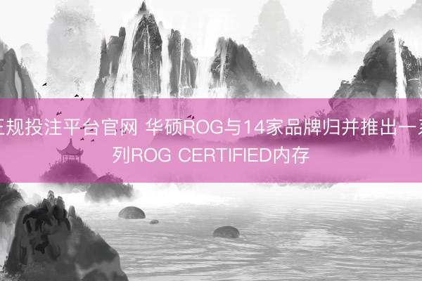 正规投注平台官网 华硕ROG与14家品牌归并推出一系列ROG CERTIFIED内存