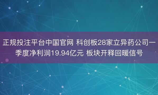 正规投注平台中国官网 科创板28家立异药公司一季度净利润19.94亿元 板块开释回暖信号