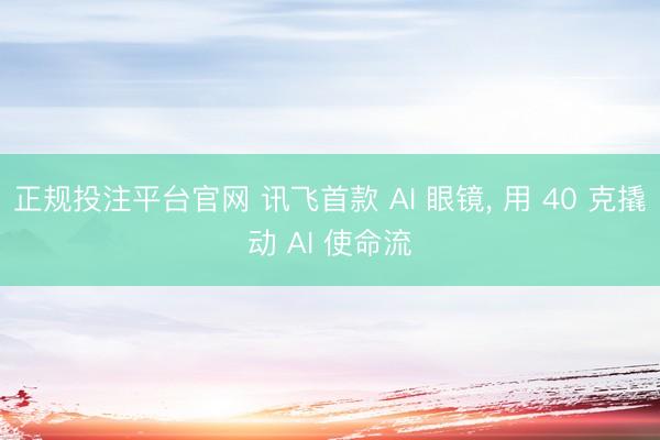 正规投注平台官网 讯飞首款 AI 眼镜， 用 40 克撬动 AI 使命流