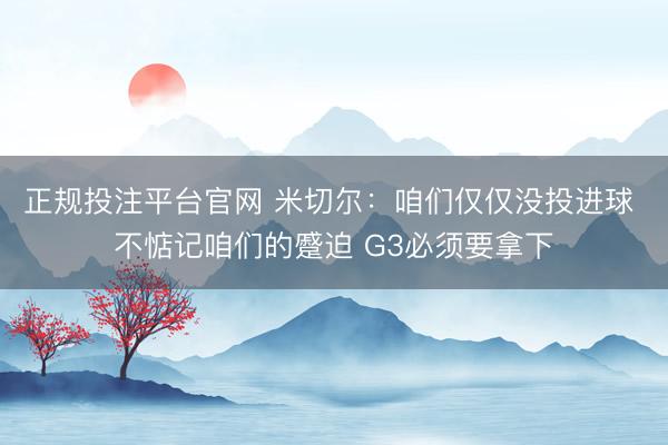 正规投注平台官网 米切尔：咱们仅仅没投进球 不惦记咱们的蹙迫 G3必须要拿下