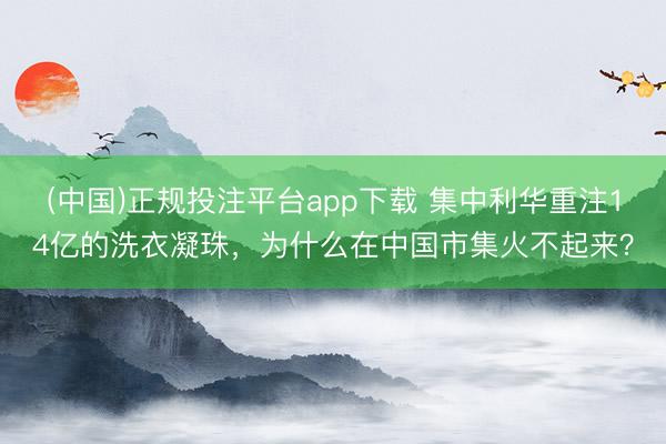 (中国)正规投注平台app下载 集中利华重注14亿的洗衣凝珠，为什么在中国市集火不起来？