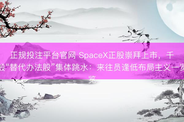 正规投注平台官网 SpaceX正股崇拜上市，千般“替代办法股”集体跳水：来往员逢低布局主义一览