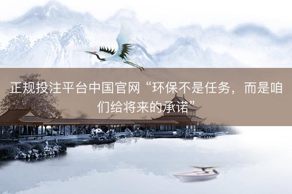 正规投注平台中国官网 “环保不是任务，而是咱们给将来的承诺”